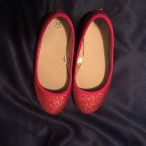 Girls red glitter flats♥️ “NWOT”